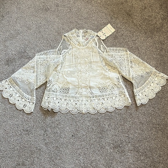 Farm Rio x Anthropologie Guipure Blouse NWT - Picture 6 of 9